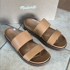 Madewell Charley Double-strap Slide Sandal, Vachetta Leather, Desert Camel, 7.5